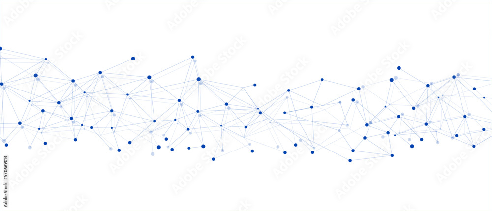 Wall mural navy blue network. abstract connection on white background. network technology background with dots 