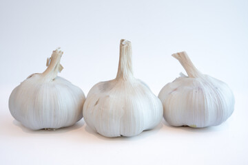Garlic Isolated on white background Clipping Path. Spices, food and cooking ingredient concept.