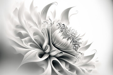 A White elegance fantasy flower on white background. Created with Generative AI.
