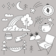 Set of travel camping on holidays cartoon vector
