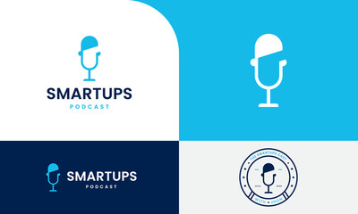 Smartups podcast logo design with icon and logo emblem