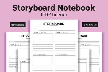 Storyboard Notebook KDP Interior- Low or No Content Book
