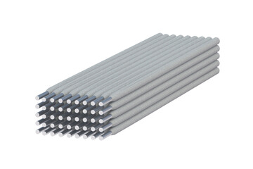 Suite of welding electrodes isolated on white background. 3d render