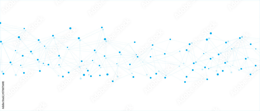 Wall mural blue network. abstract connection on white background. network technology background with dots and l
