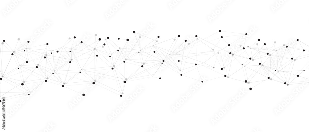 Wall mural black network. abstract connection on white background. network technology background with dots and 