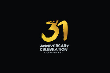 31th, 31 years, 31 year anniversary celebration abstract style logotype. anniversary with gold color isolated on black background, vector design for celebration vector