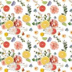 Delicate floral and citrus patterns