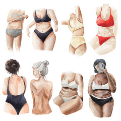 Watercolor woman bodies collection illustration 
