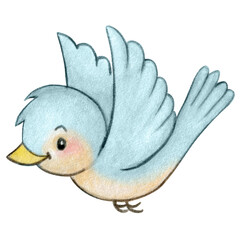 Watercolor cute cartoon bird