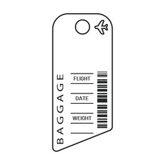 Baggage tag vector icon.Outline vector icon isolated on white background baggage tag.