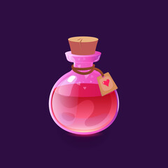 love potion vector game object, glass, bottle