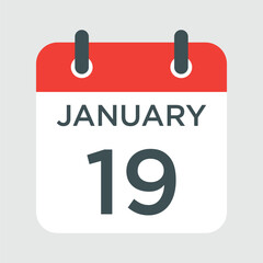 calendar - January 19 icon illustration isolated vector sign symbol
