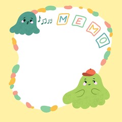 yellow sheet for notes with the image of cute octopuses. You can use it at school, at university and at work.