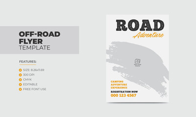 Off-road flyer poster template road adventure poster design 