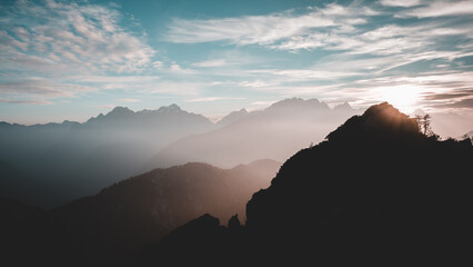 Sunset over Julian Alps
