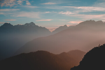 Sunset over Julian Alps