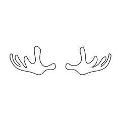 Elk horn vector icon.Outline vector icon isolated on white background elk horn.