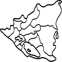 doodle freehand drawing of nicaragua map.