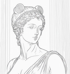 Escultura diosa griega, mujer renacimiento, creada con IA generativa
