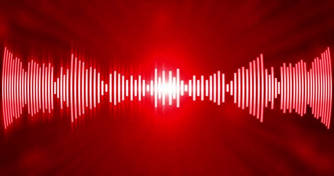 Visualizer equalizer meters modern audio on red background.Loop.