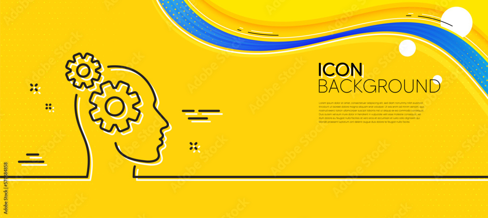 Poster thoughts line icon. abstract yellow background. teamwork sign. core value symbol. minimal thoughts l