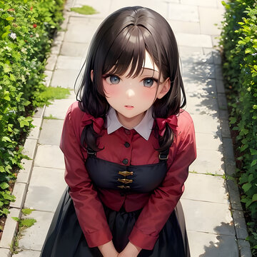 見上げる少女