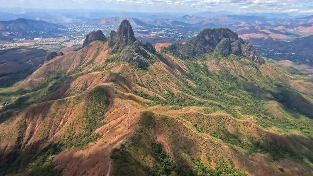 360 Degree: Flying over San Juan de los Morros and surroundings during a beautiful day. Guarico State, Venezuela