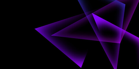 Abstract blue purple tech glowing neon triangle lines background.