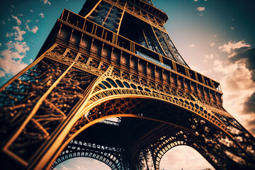 Eiffel Tower in France, Travel photography. AI-Generated