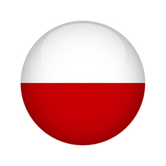 Polish flag button. Design element for websites, applications. Vector illustration isolated on white background