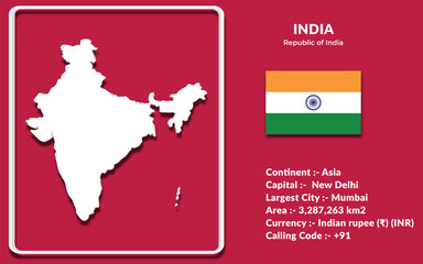 India map design in 3d style with national flag