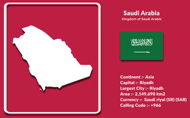 Saudi Arabia map design in 3d style with national flag