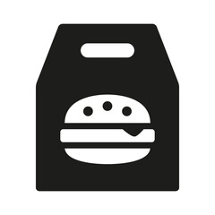 Burger paper bag icon on white background.