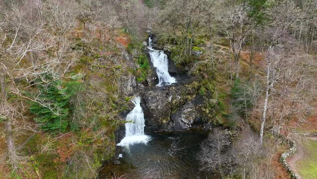Eas Chia Aig Waterfalls Along the Shore of Lock Arkaig in Scotland