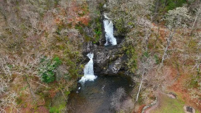 Eas Chia Aig Waterfalls Along the Shore of Lock Arkaig in Scotland