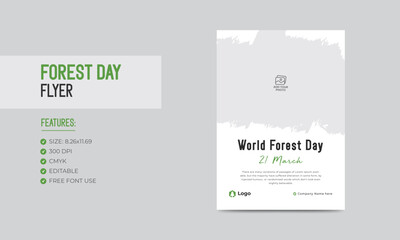 World forest day flyer template nature forest poster design 