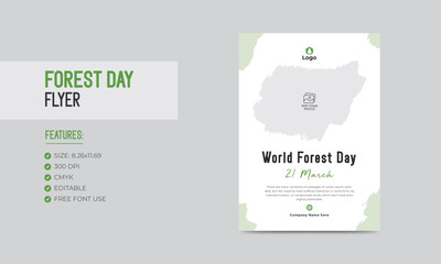 Naklejka premium World forest day flyer template nature forest poster design 