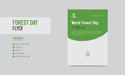 World forest day flyer template nature forest poster design 
