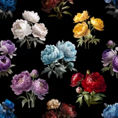 Rolgordijnen Vintage Bloemen Seamless pattern of colorful peonies. Vector stock illustration eps10.  © Yevheniia