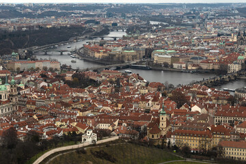 Obraz premium Panoramic aerial views of the city of prague