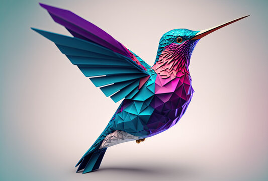papercraft calibri bird origami pastel colours AI generative