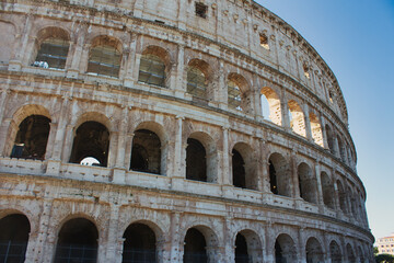Fototapeta na wymiar The italian Colosseum in the centre of the city of Rome, Italy.