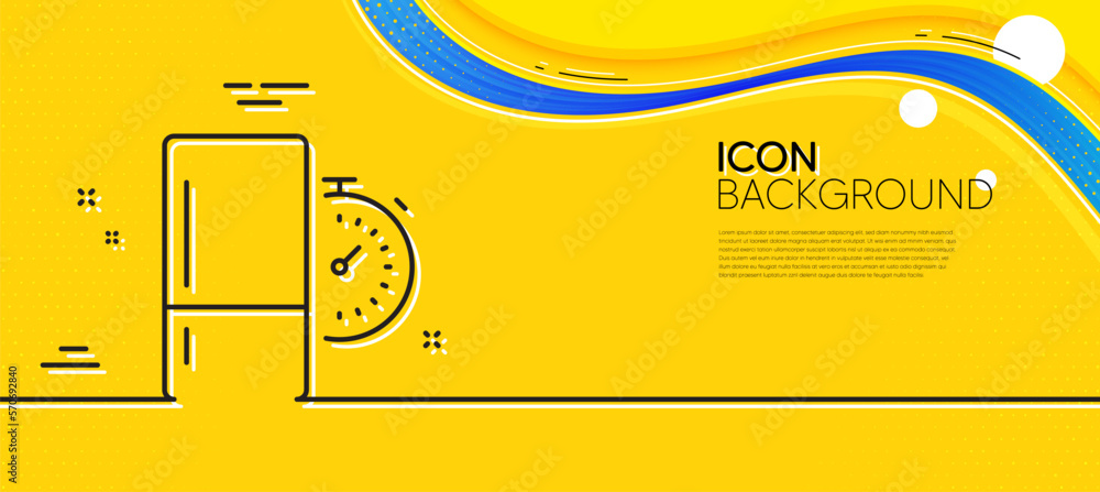 Aufkleber refrigerator timer line icon. abstract yellow background. fridge time sign. freezer storage symbol. 