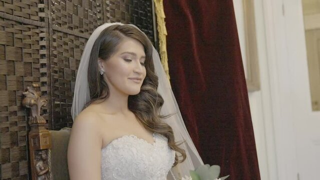 Camera lights flashing on young bride's face as she is photographed. Shot in 4K 60 FPS. To purchase entire event raw at wholesale price email willneatheryyahoo.com.