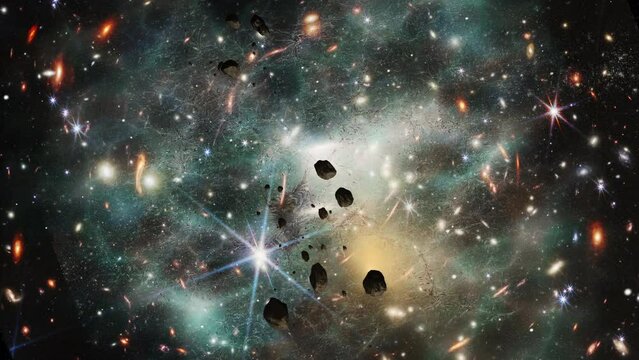 Deep space travel. James Webb Space Telescope first image has been used in this composition. CREDITS: NASA, ESA, CSA, and STScI https://www.nasa.gov/webbfirstimages