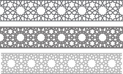 Islamic decorative element. Vector illustration. Five-beam girih pattern. Girih pattern. Traditional Islamic Design. Mosque decoration element. Geometric decorative pattern. Morocco seamless pattern. 