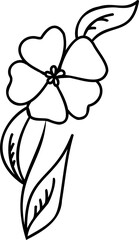 Line art flower. Line art hand drawn stile linear flower. PNG with transparent background
