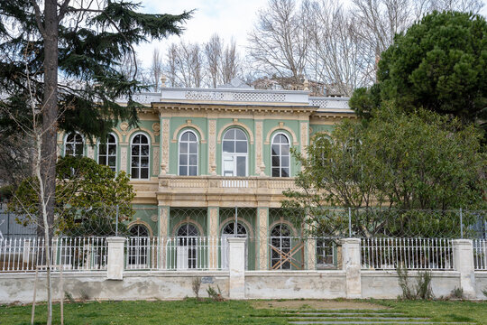 Istanbul, Turkey - February 10, 2023: Historical Tophane Kasri building. The Tophane Pavilion gets its name from Tophane neighborhood, meaning Cannon factory in Turkish.