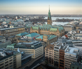 Aerial view of Hamburg with Hamburg City Hall - Hamburg, Germany