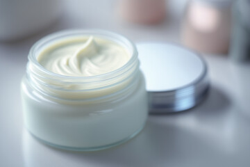 Face cream in a jar. AI generated image.
